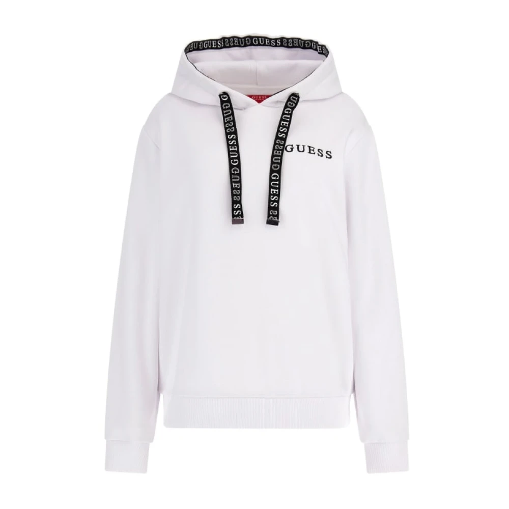 Guess Logo Hoodie Wit White Dames