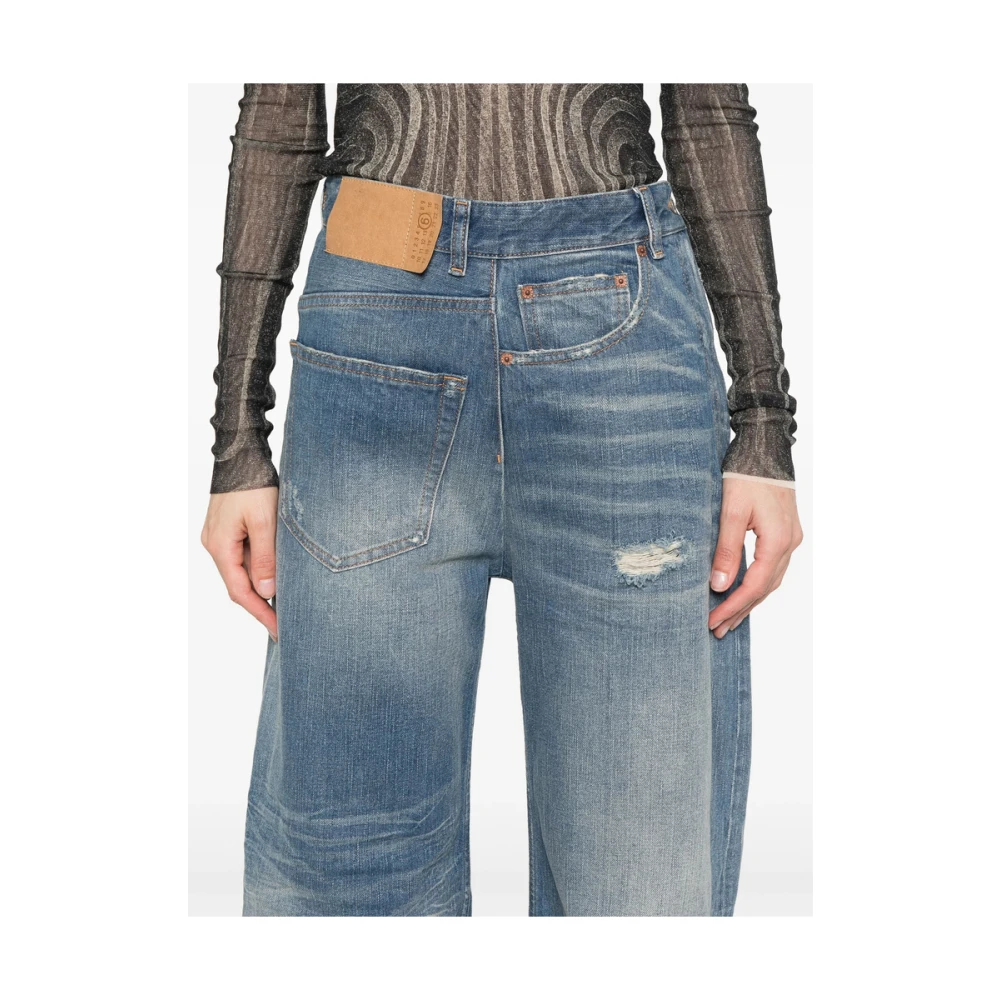 MM6 Maison Margiela Indigo Blauwe Jeans Met Zijknopen Blue Dames