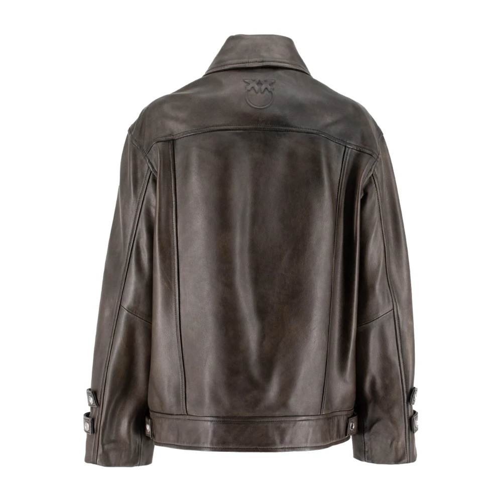 pinko Vintage Leren Jas met Sportieve Touch Brown Dames