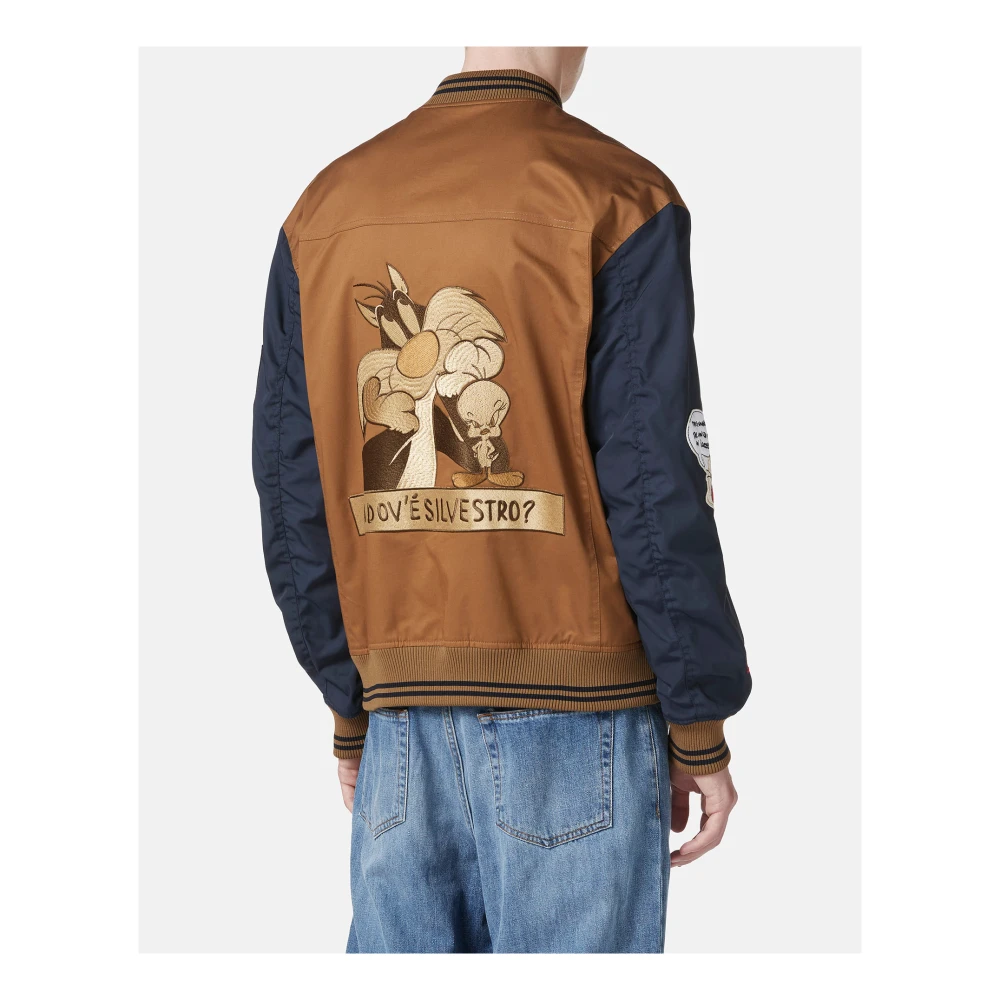 Iceberg Bruin en blauw regular fit jack in keperstof met contrasterende mouwen Multicolor Heren