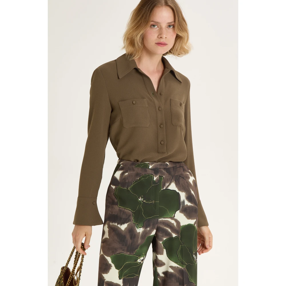 Maliparmi Elegante Crepe Shirt Green Dames