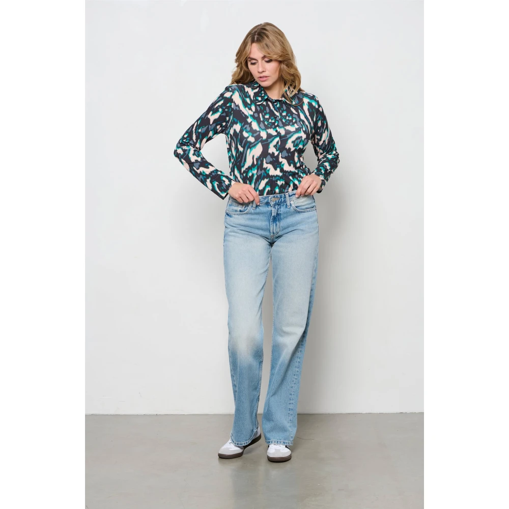 &Co Woman Oversized Hemd mit V-Ausschnitt Multicolor Dames