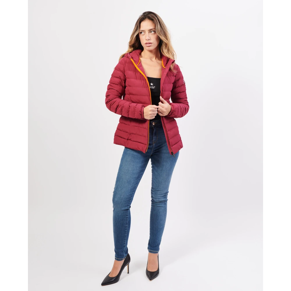 Suns Rode Ripstop Jas met Capuchon Red Dames