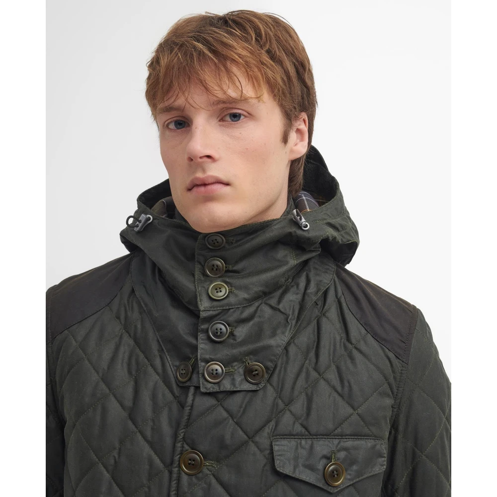 Barbour Gewatteerde Gewaxte Jas in Olijf Green Heren