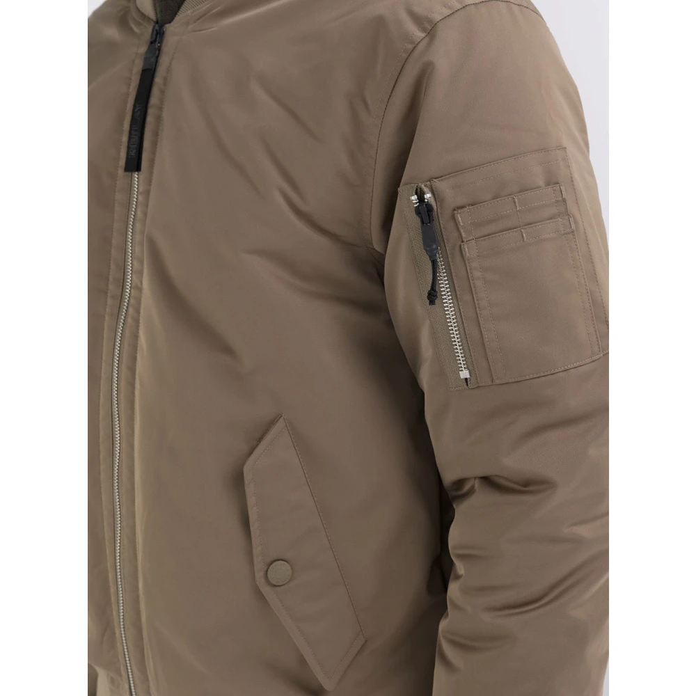 Replay Beige Satijnen Ribgebreid Jasje met Rits Brown Heren