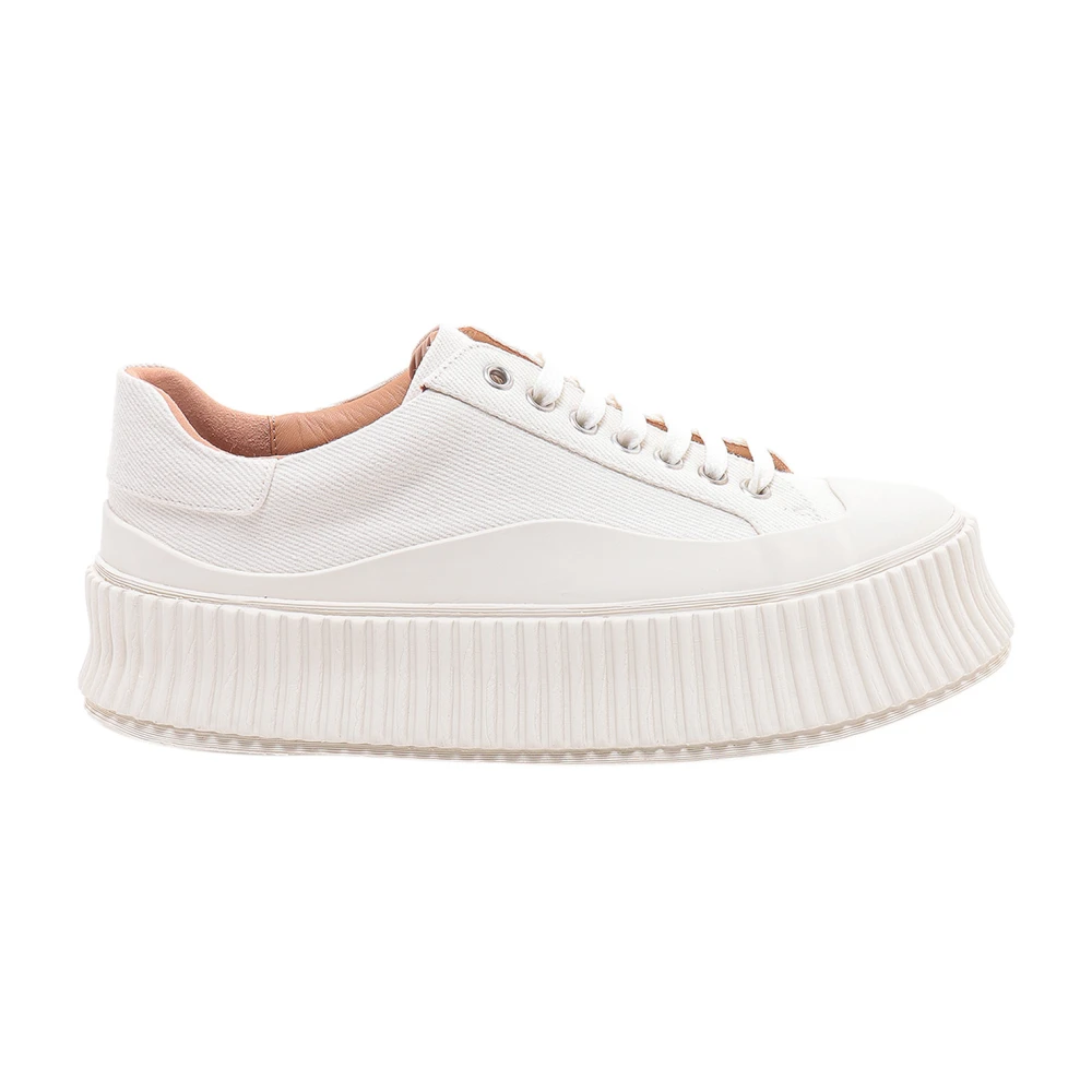 Jil Sander Witte Canvas Sneakers Elegante Stijl Dames Schoenen