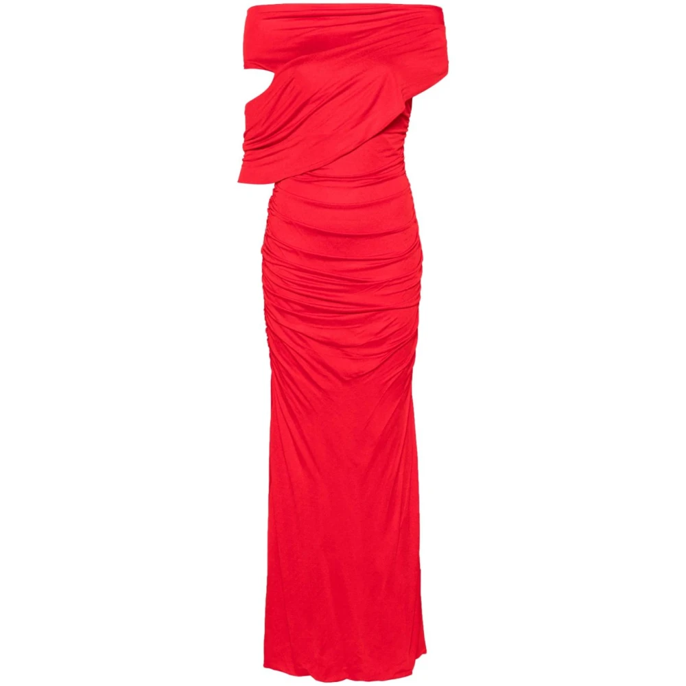 Blumarine Rode Stretch Viscose Lange Jurk Red Dames