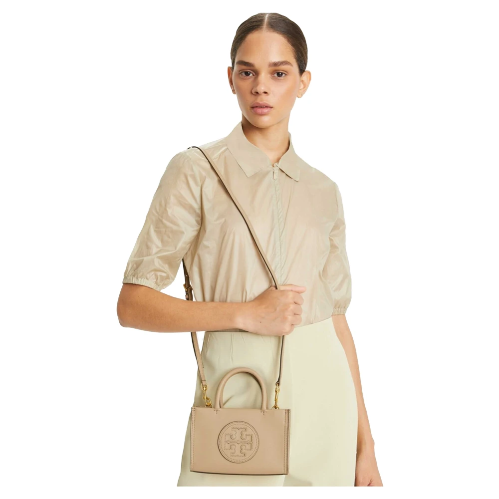 TORY BURCH Mini Tote Tas met Magnetische Sluiting Beige Dames