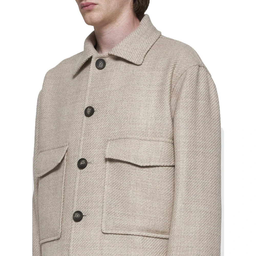 Tagliatore Beige Wol Kort Ongevoerd Jack Beige Heren
