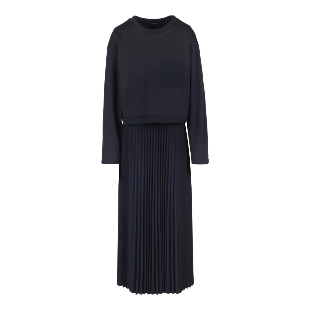 Max Mara Weekend Geplooide jersey jurk met sweatshirt top Blue Dames