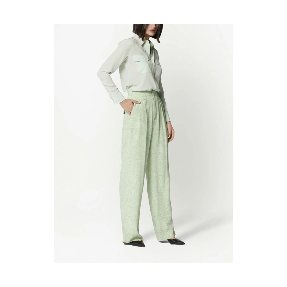 Equipment Zijden Groene Klassieke Kraag Overhemd Green Dames