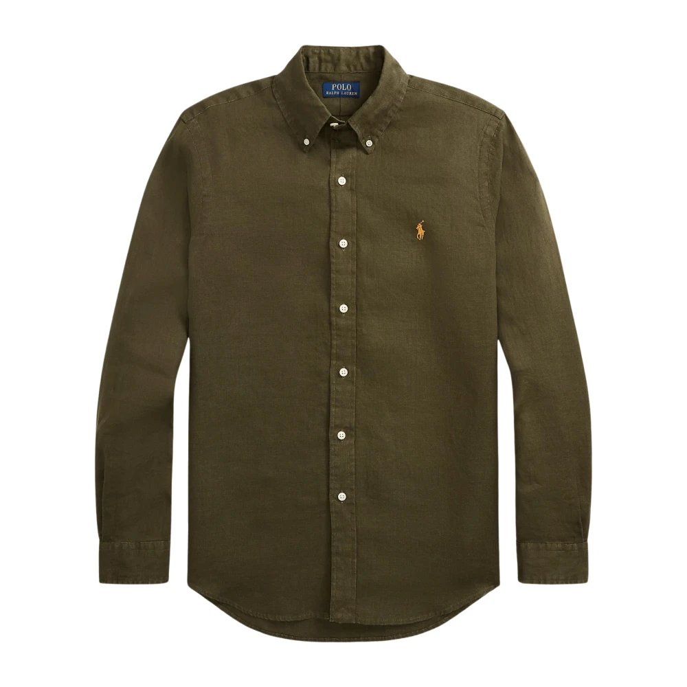 Polo Ralph Lauren Groene Custom Fit Linnen Overhemd Armadillo Green Heren