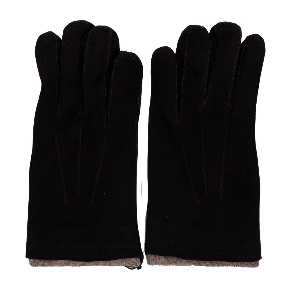 Orciani Heren Suède Leren Handschoenen met Wol en Kasjmier Voering Black Heren