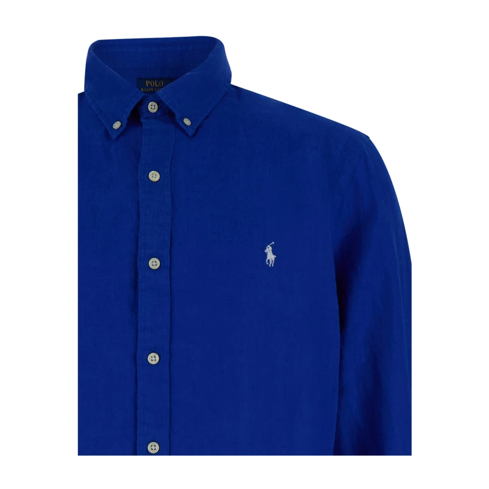 Polo Ralph Lauren Linnen Button Down Overhemden Blue Heren
