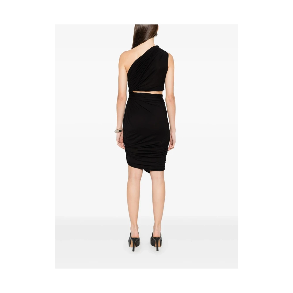 Rick Owens Zwarte Gedrapeerde Jurk met Verzamelde Twist Black Dames