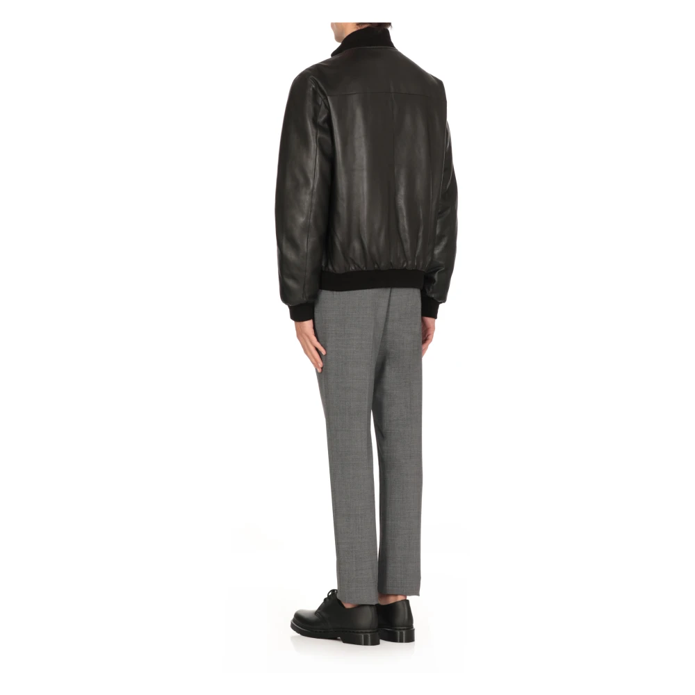 The Jack Leathers Omkeerbaar Leren Jack Zwart Ronde Hals Black Heren