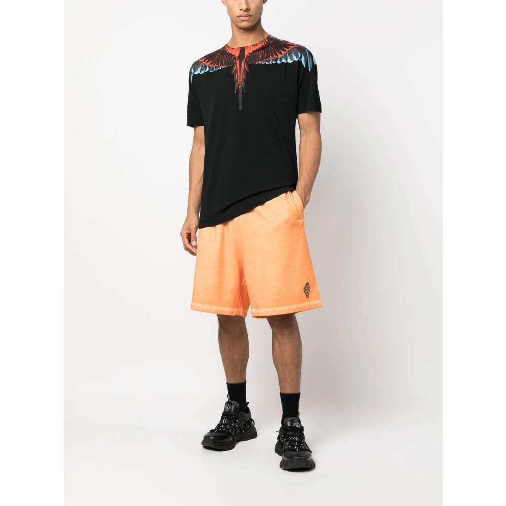 Marcelo Burlon Zonsondergang Cross Over Sweatshorts 2025 Oranje Rood Orange Heren