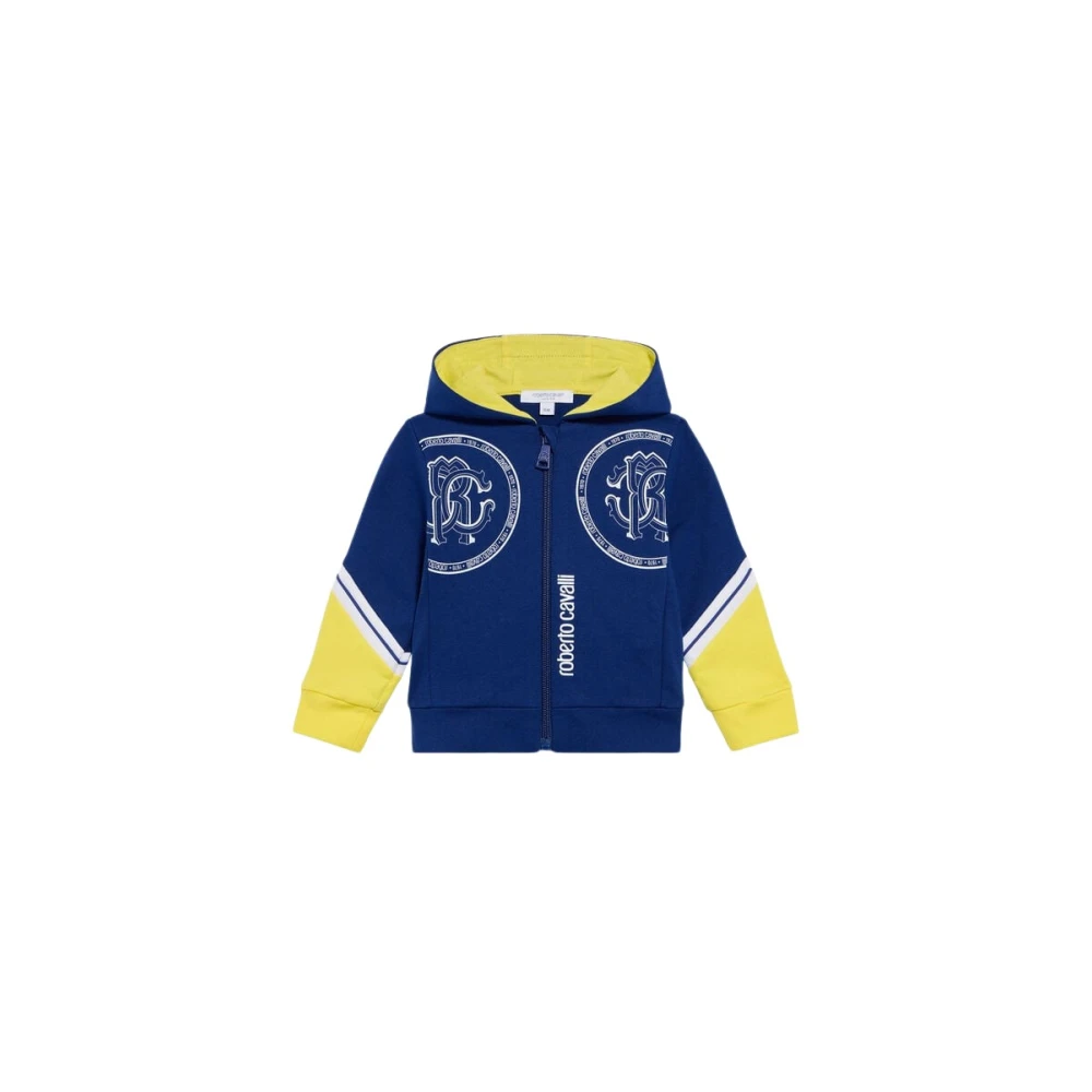 Roberto Cavalli Boys Blue Kids Sweatshirts, 3 Y, Sweatshirt With Monogram Rc