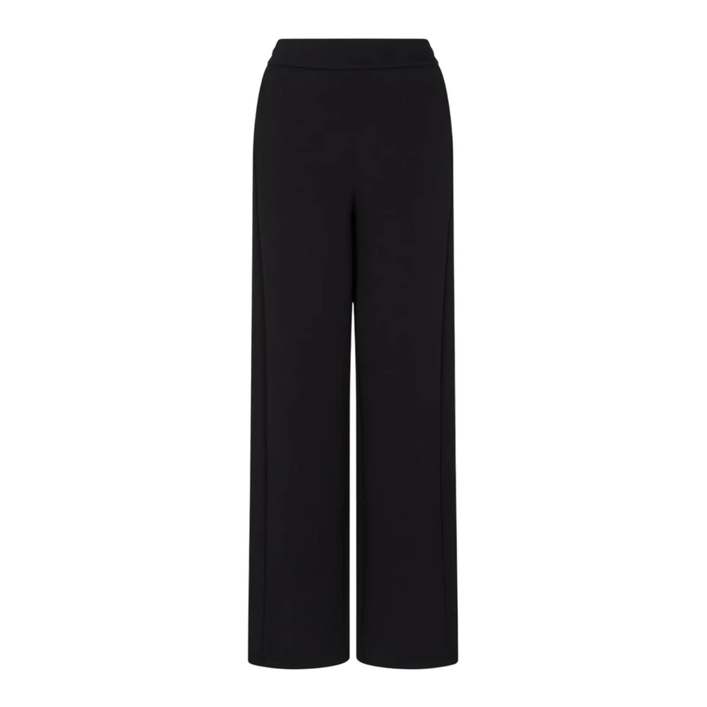 Emporio Armani Women's Black Straight Trousers, Xl, Trousers Double Jersey Elastic Waist
