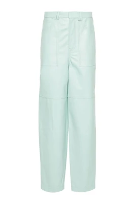 Blå Lammskinn Wide Leg Byxor