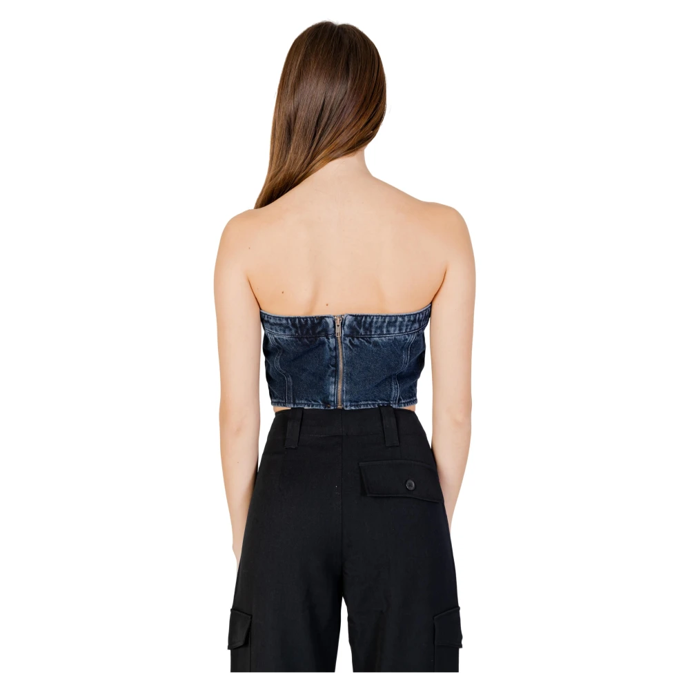Calvin Klein Jeans Gestreepte Denim Tube Top Blue Dames