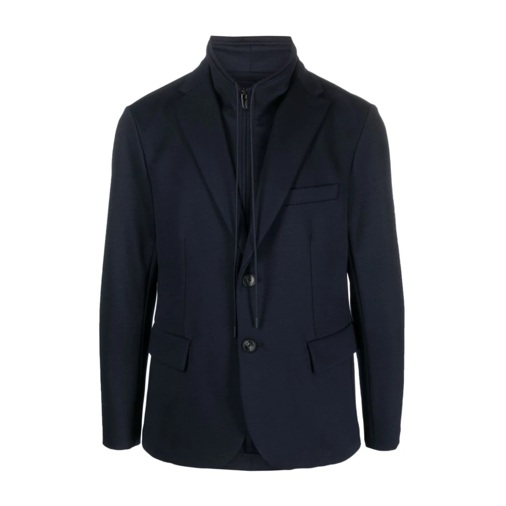 Emporio Armani Blå Blazer med Dragkedja och Kavajslag Blue, Herr