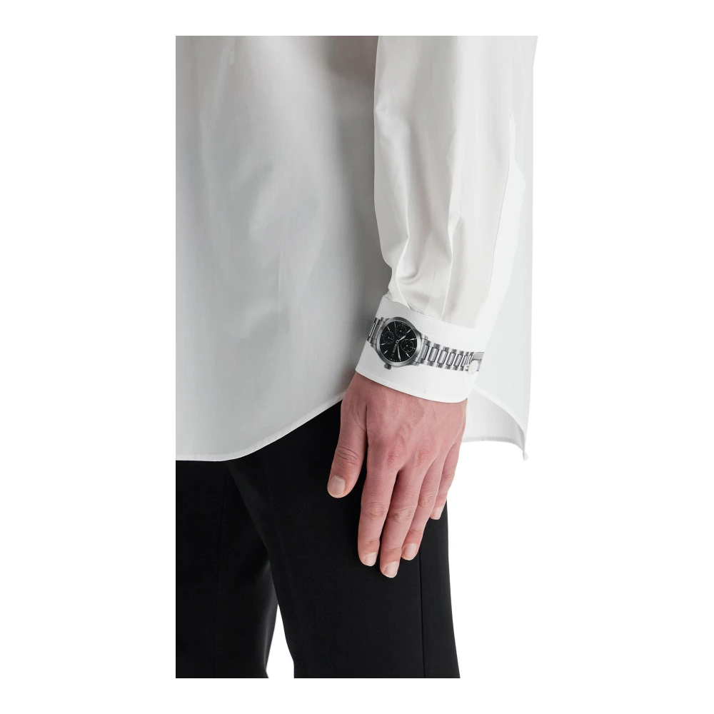 Moschino Uniek Bedrukt Manchet Katoenen Overhemd White Heren