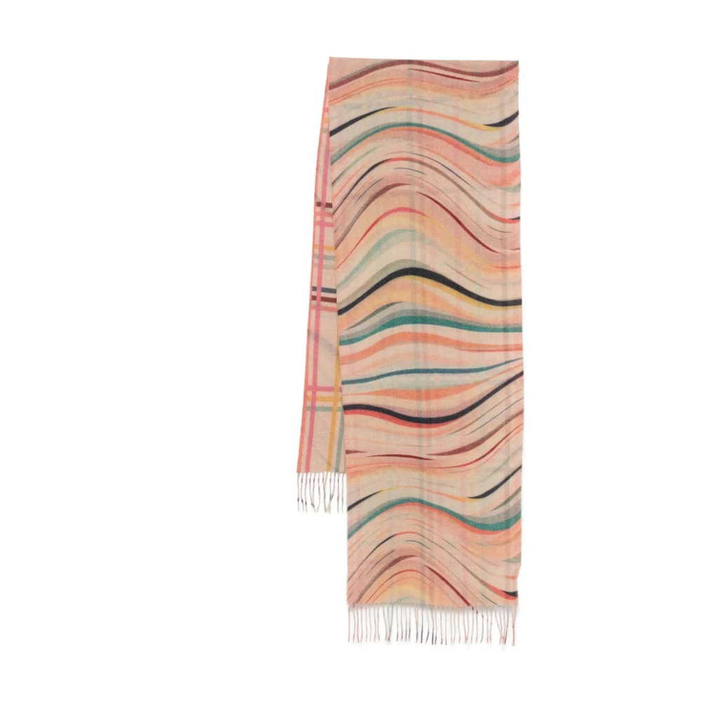 Paul Smith Swirl Check Wol-Kasjmier Sjaal Multicolor Dames
