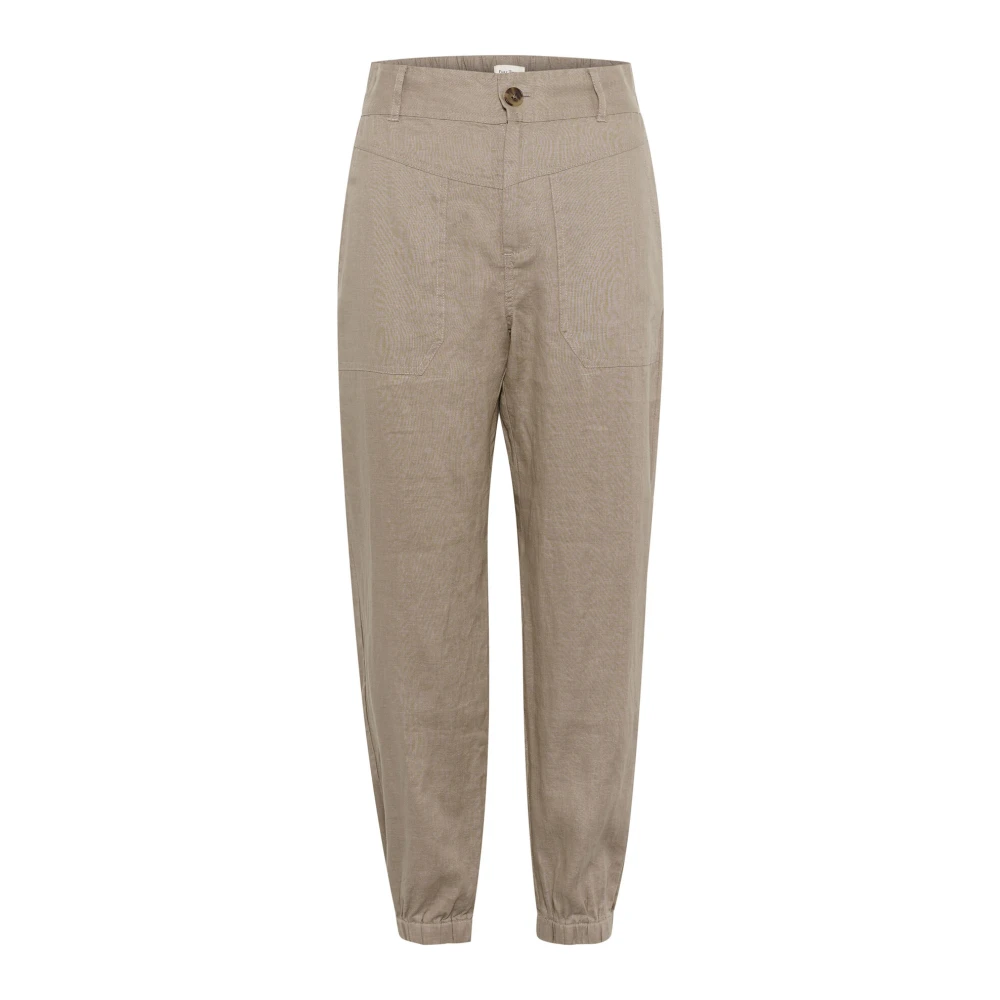 Part Two Woestijn Taupe Linnen Broek Stijlvolle Snit Beige Dames