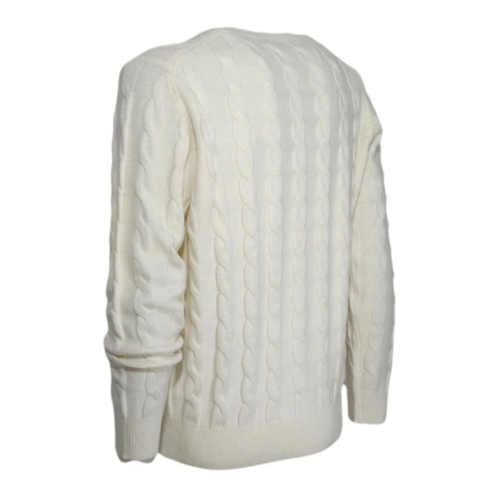 Cashmere Company Heren Gevlochten Cashmere Trui White Heren