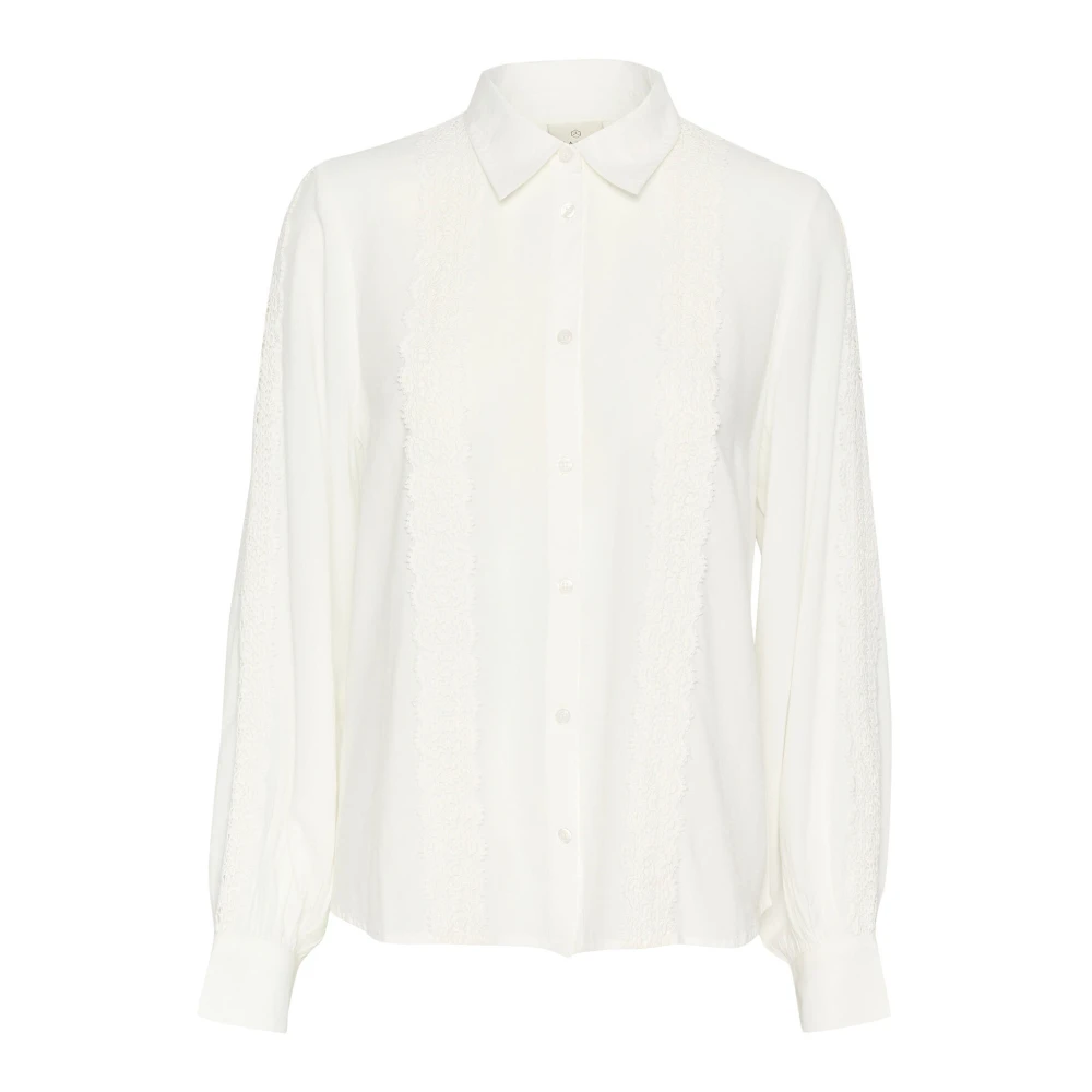 Kaffe Vrouwelijke Blouse met Kantdetails White Dames
