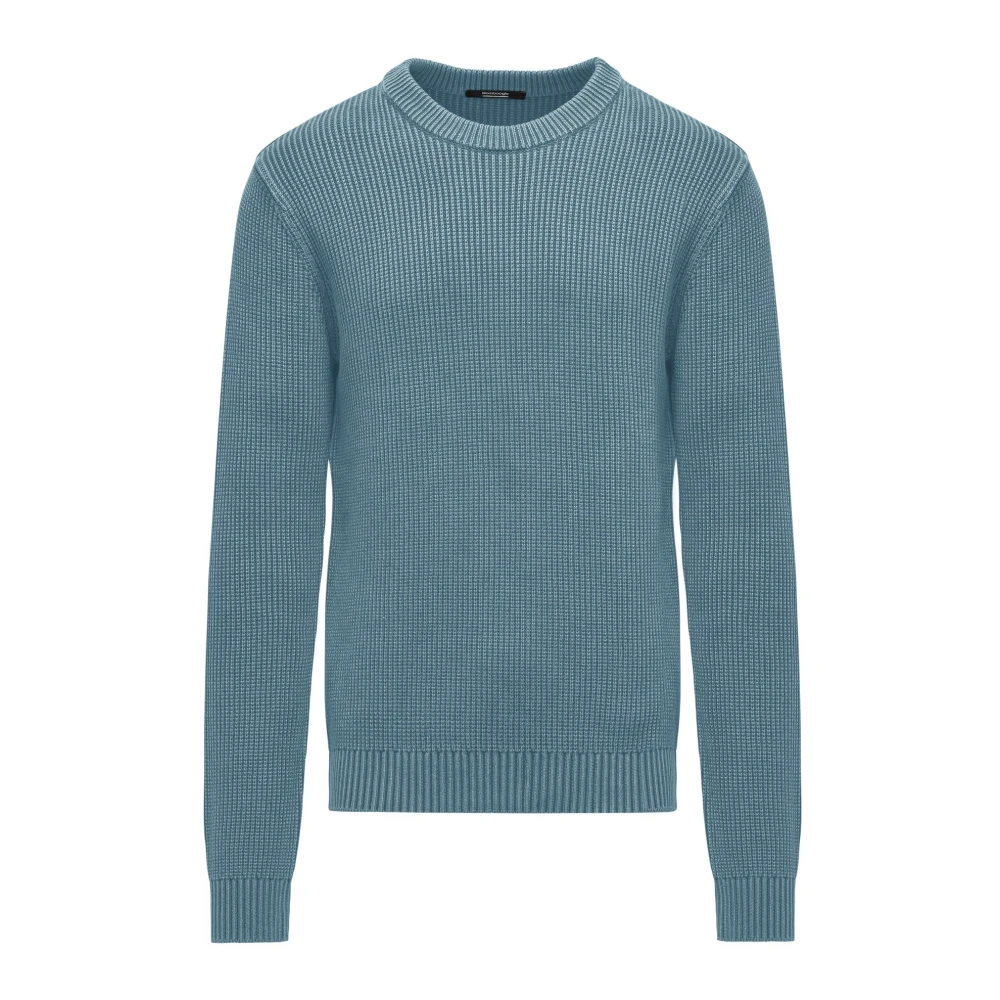 BomBoogie Geribbelde katoenen crew neck sweater Blue Heren