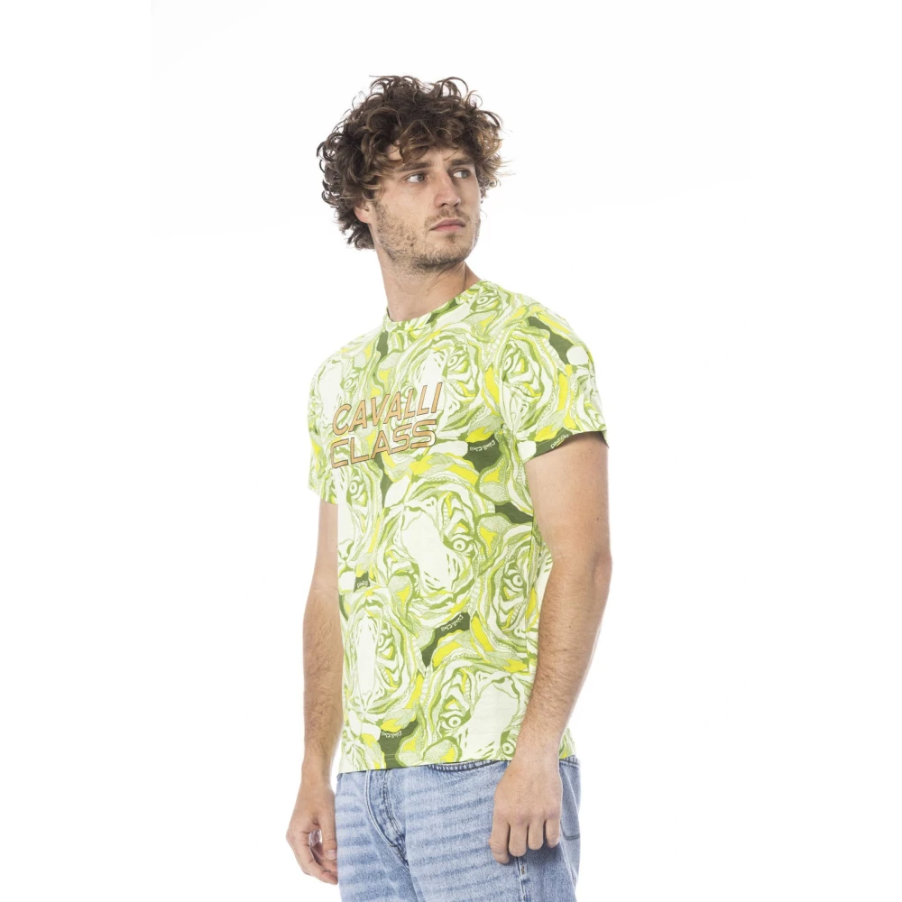 Cavalli Class Fantasie Print Korte Mouw T-Shirt Green Heren