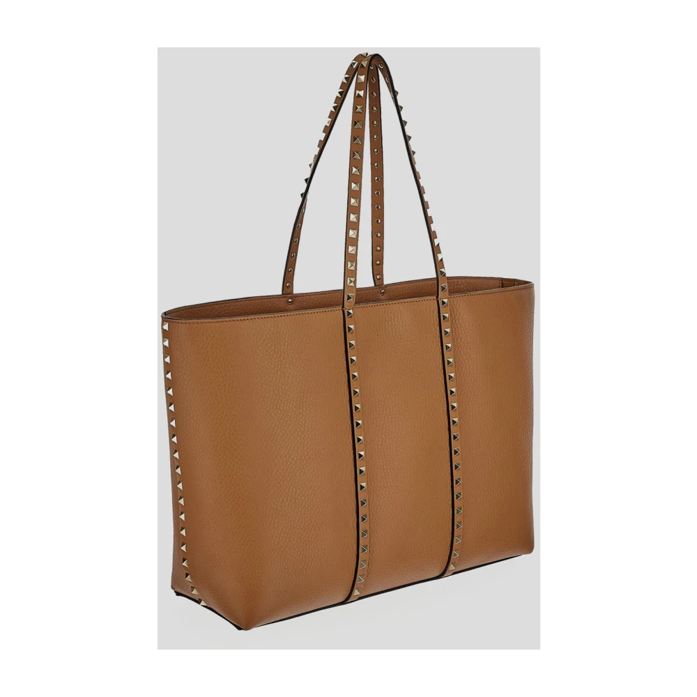 Valentino Garavani Studded Leren Tote Tas Beige Dames