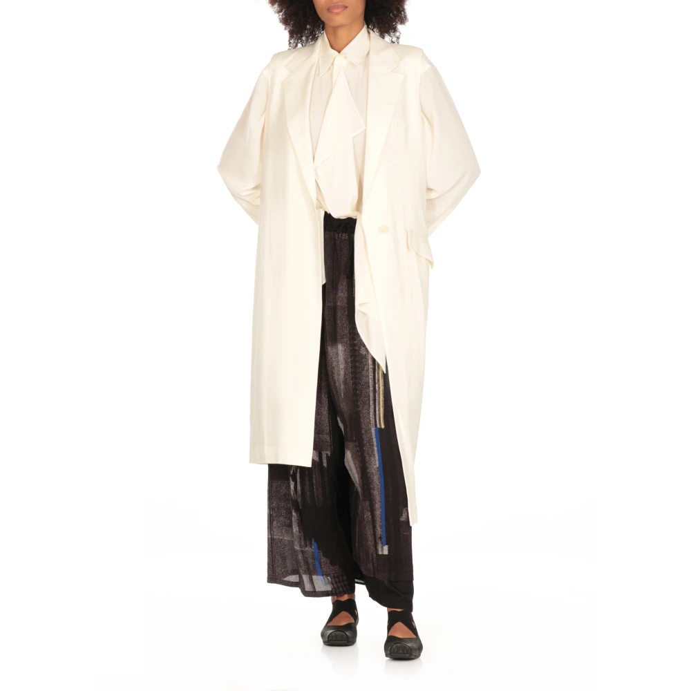Y-3 Witte Blouse met Kraag en Draperie White Dames