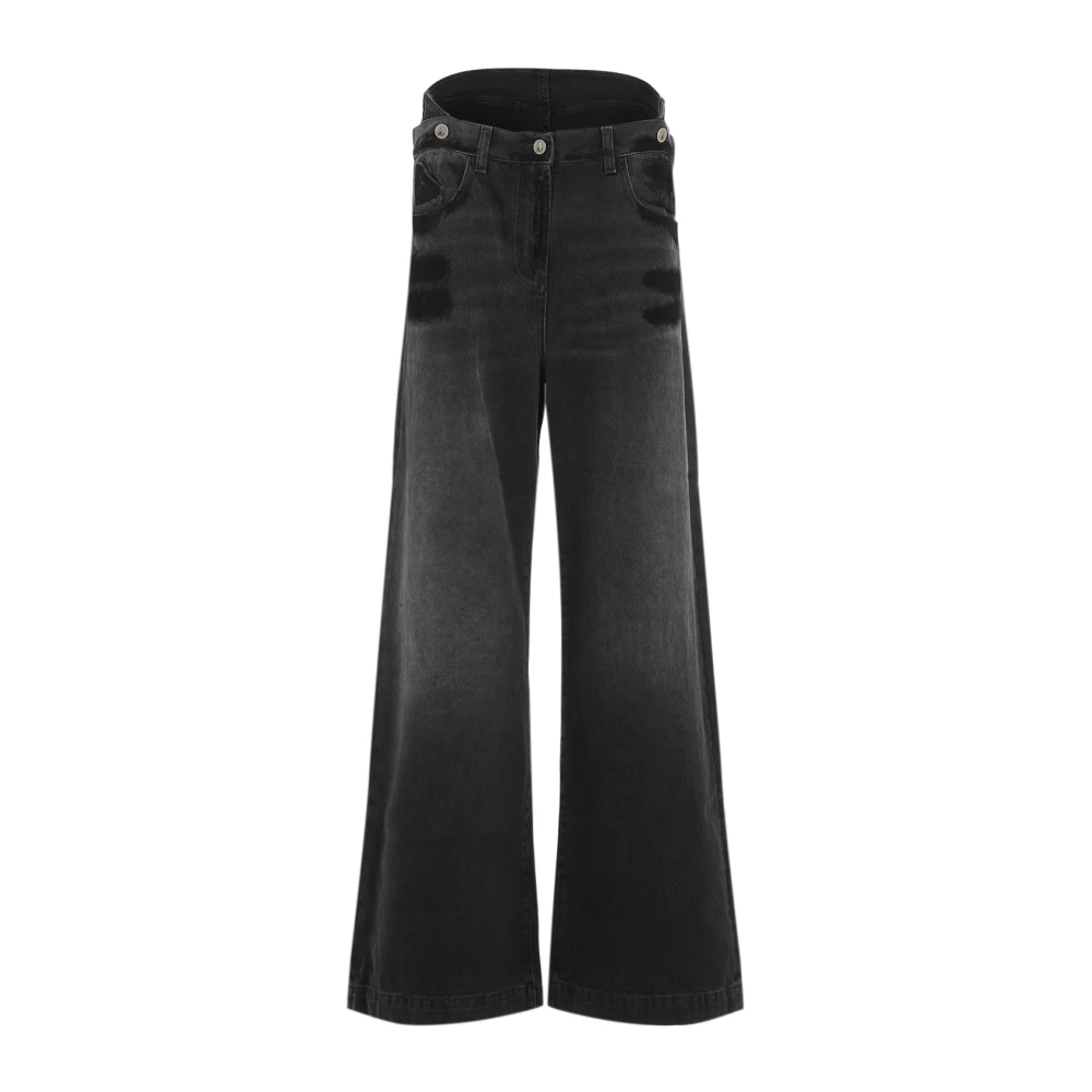 The Attico Women's Black Cotton Wide Leg Jeans - Wide Jeans - W26 - Jeans