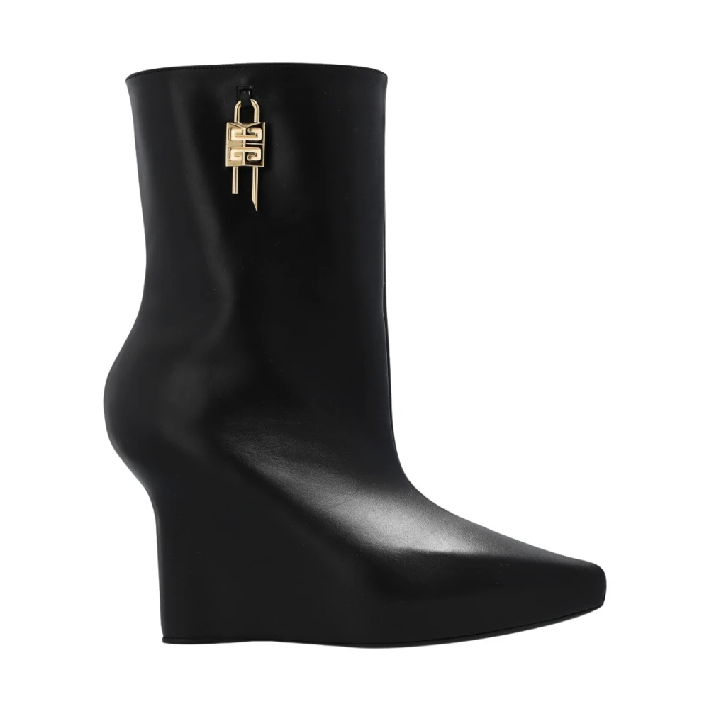 Givenchy 120mm Padlock Wedge Boots Black, Dam