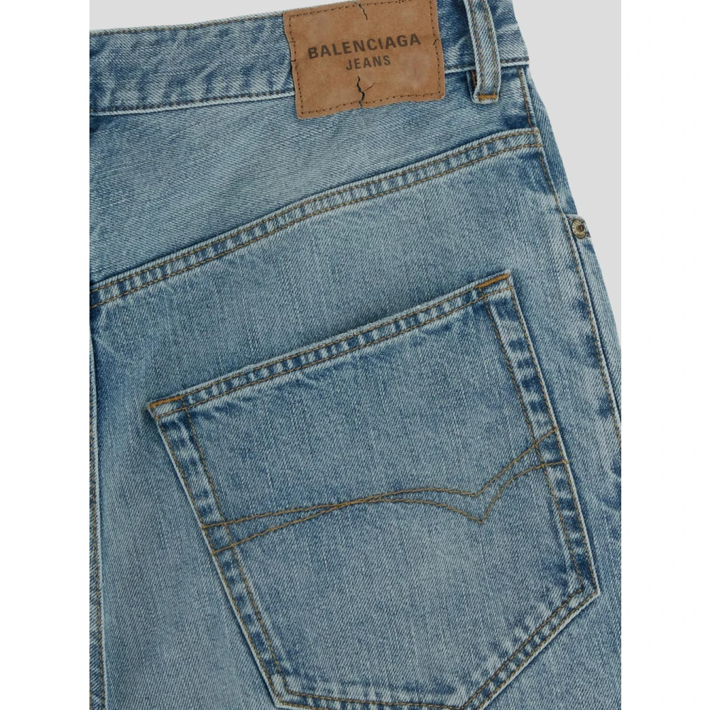 Balenciaga Wijde Pijp Katoenen Jeans Blue Heren