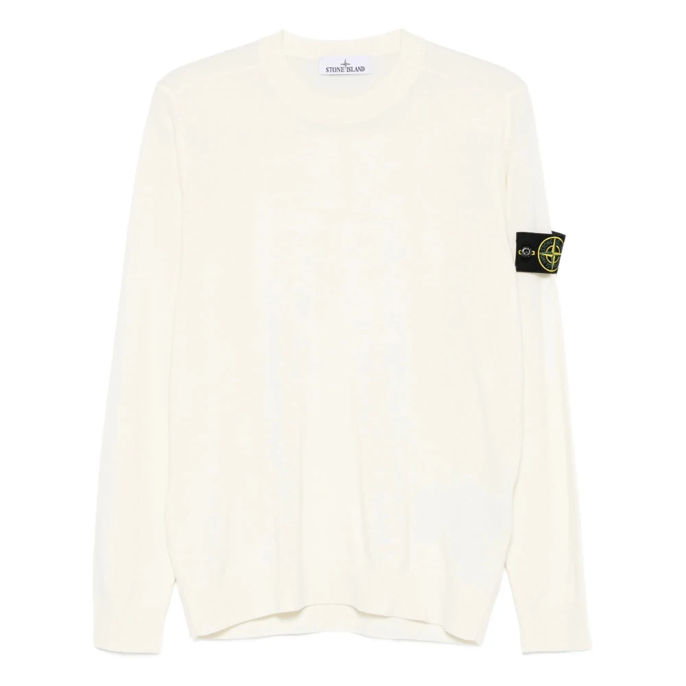 Stone Island White Certified Virgin Wool Jumper - Male - Round-Neck Knitwear - Xl - Knitwear