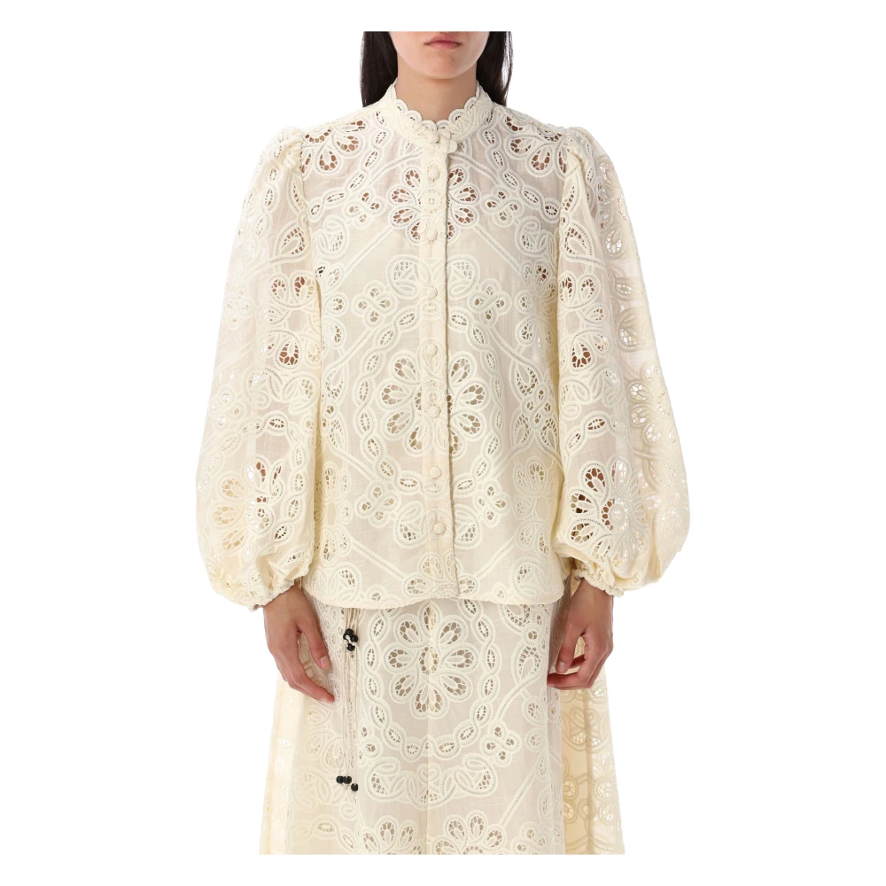 Zimmermann Women's Ivory Embroidered Blouse Aw25