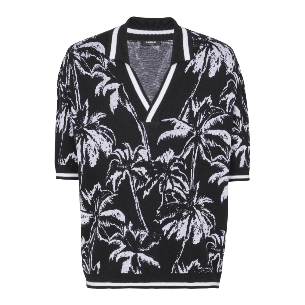 Balmain Uomo Nero - Palm Knit Polo - Knitwear - Xl