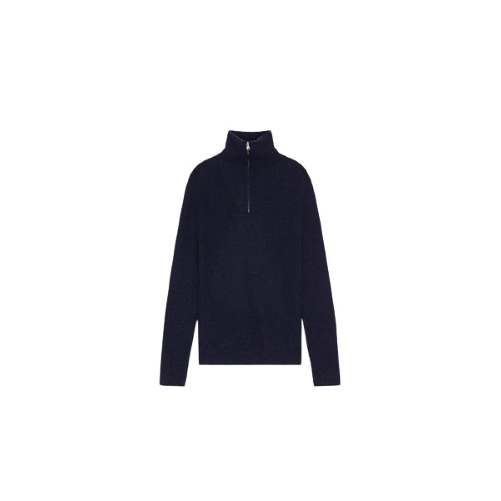 Nn07 Half-Zip Gebreide Trui Marineblauw Blue Heren