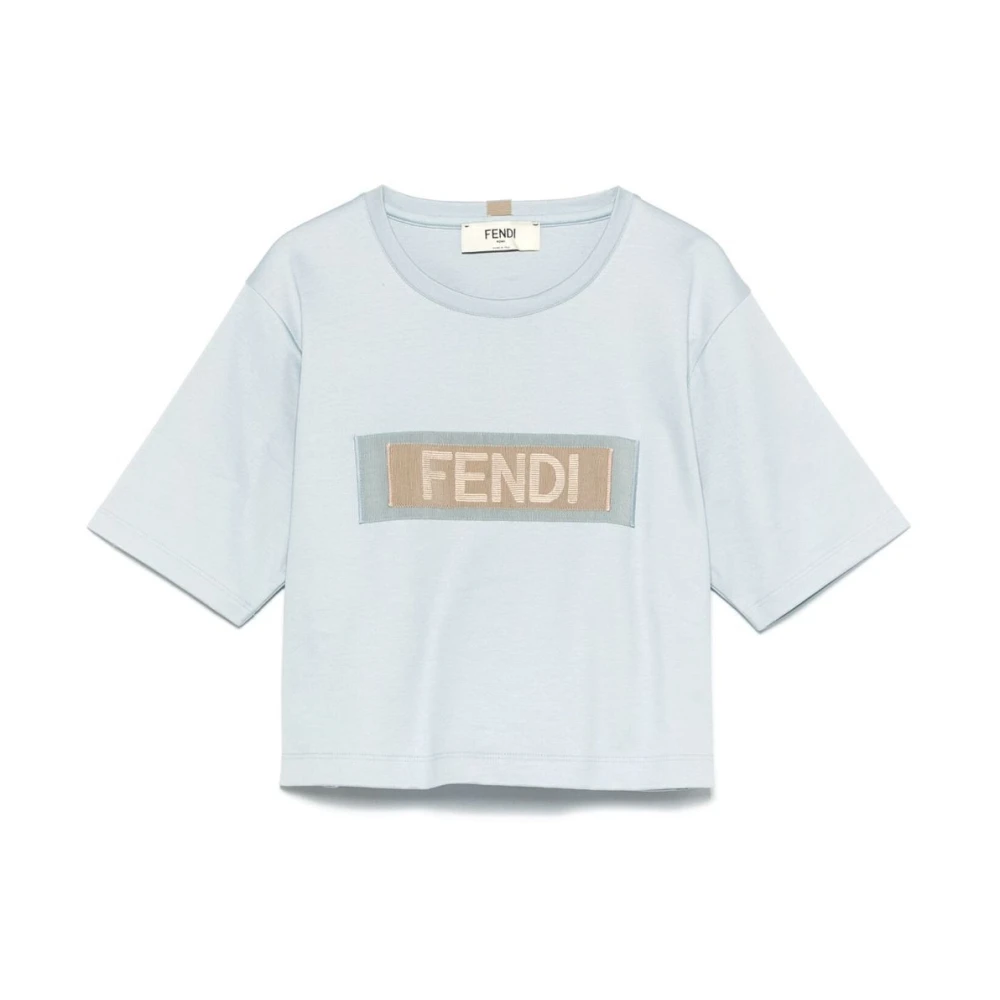 Fendi Lint Poederblauw T-shirt Blue Dames