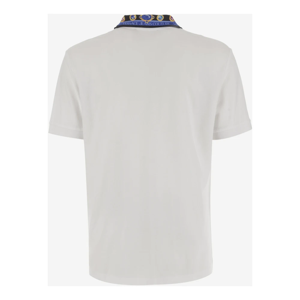 Versace Jeans Couture Logo Katoenen Poloshirt Wit White Heren