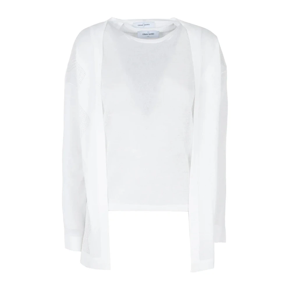 Gran Sasso Witte Truienset Diamant Gebreid White Dames
