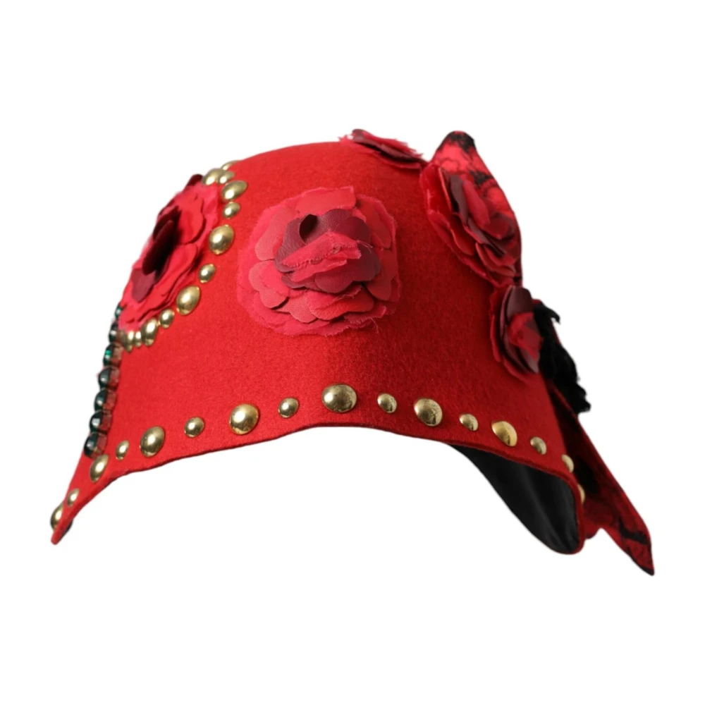 Dolce & Gabbana Kristalversierde wollen Cloche Hoed Red Dames