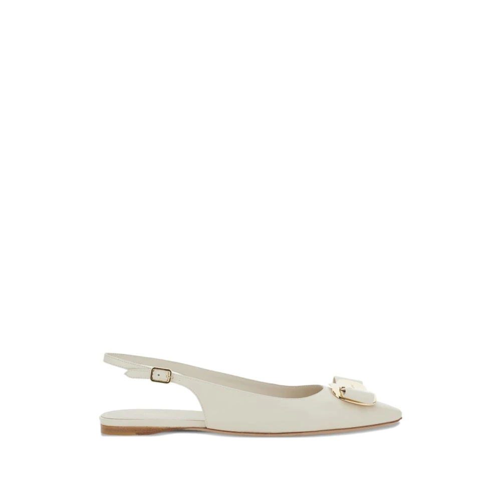 Ferragamo Women's Beige Ballerina Shoes, 3 Uk, Leather Slingback Pumps