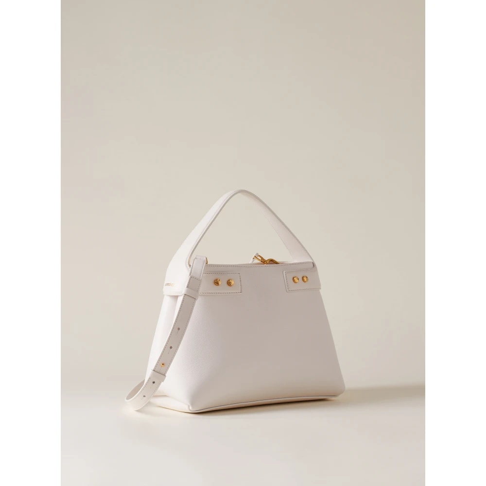 Borbonese Witte leren schoudertas White Dames