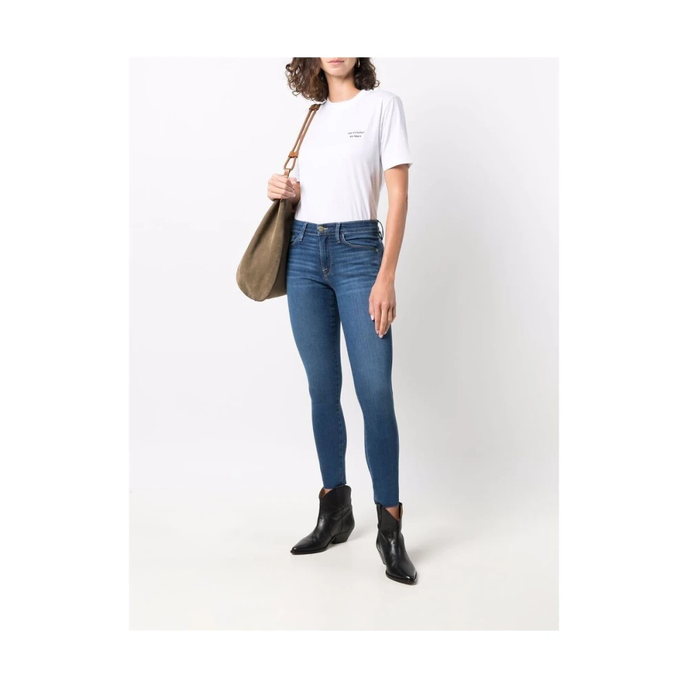 Frame Blauwe Slim-Fit Stretch-Katoenen Jeans Blue Dames