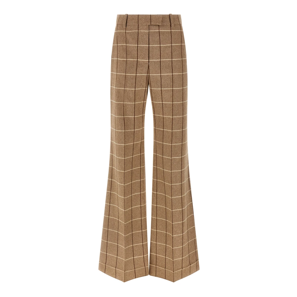 Valentino Garavani Beige Wool Trousers With Window Pattern - Female - Wide Trousers - M - Trousers